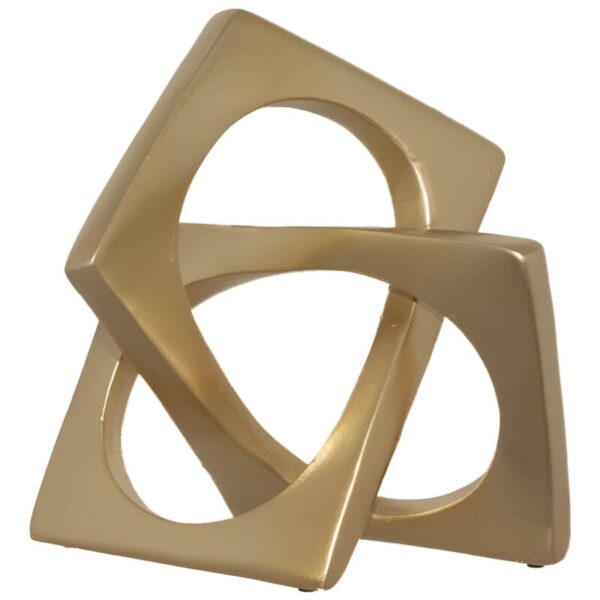 Geometric Cube Sculpture Gold Knot