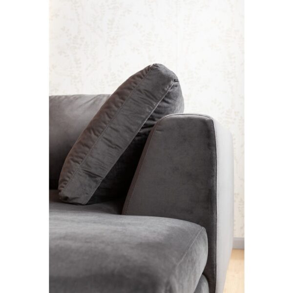 L Shape Couch Giani Velvet Grey - Image 4