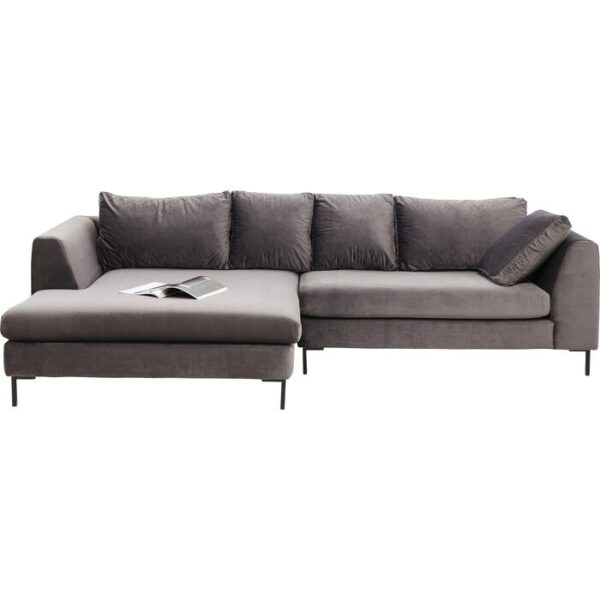 L Shape Couch Giani Velvet Grey - Image 2