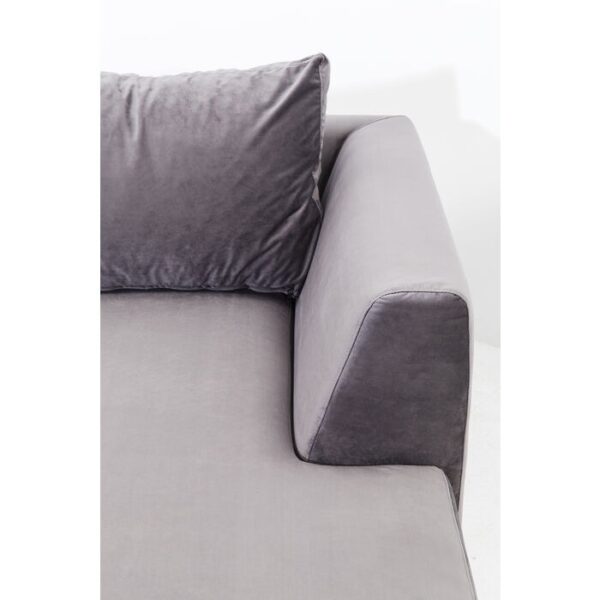 L Shape Couch Giani Velvet Grey - Image 3